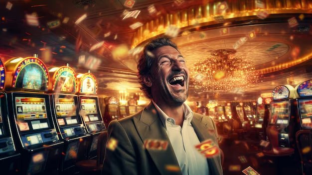 Mesin slot virtual dengan tampilan lampu warna-warni dalam game online